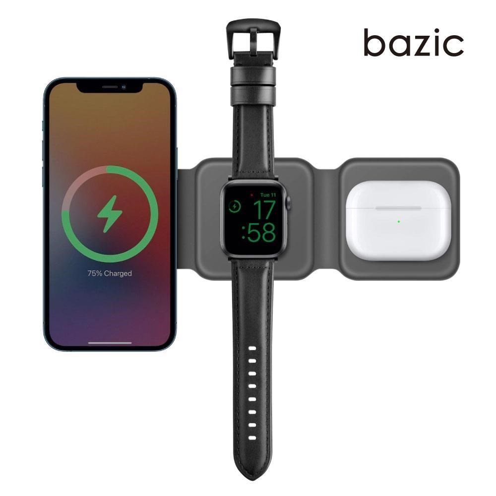 bazic GoMag Trio 三合一便攜式折疊磁吸無線充電座