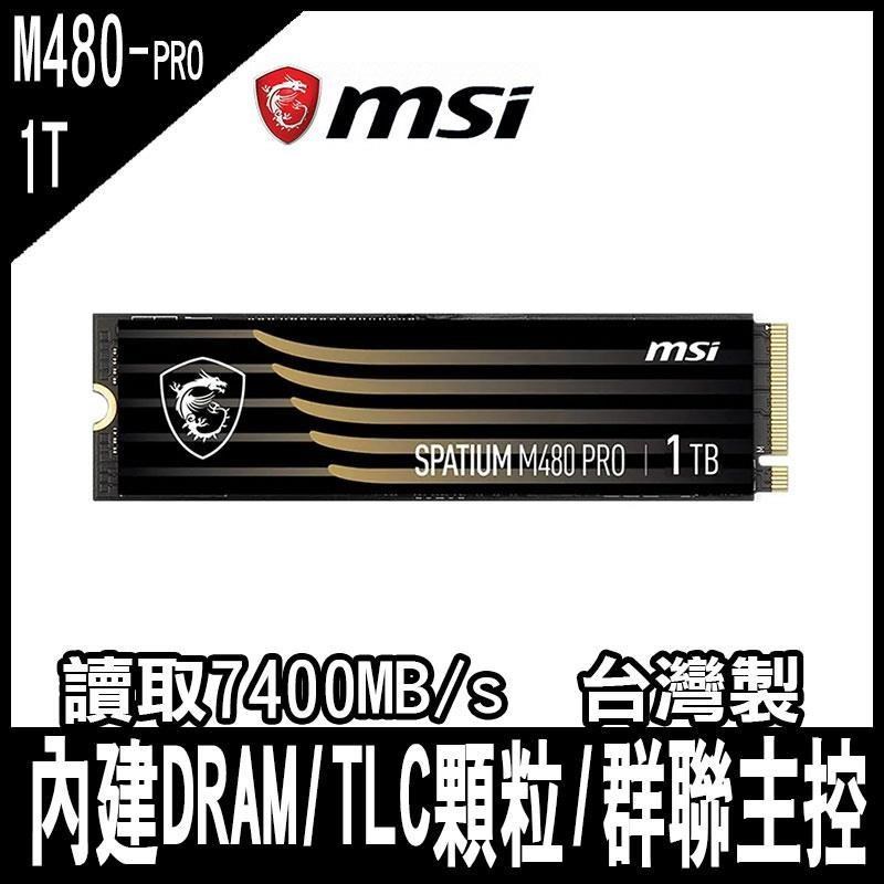 MSI微星 SPATIUM M480 PRO 1TB Gen4 PCIe SSD M.2 限時促銷