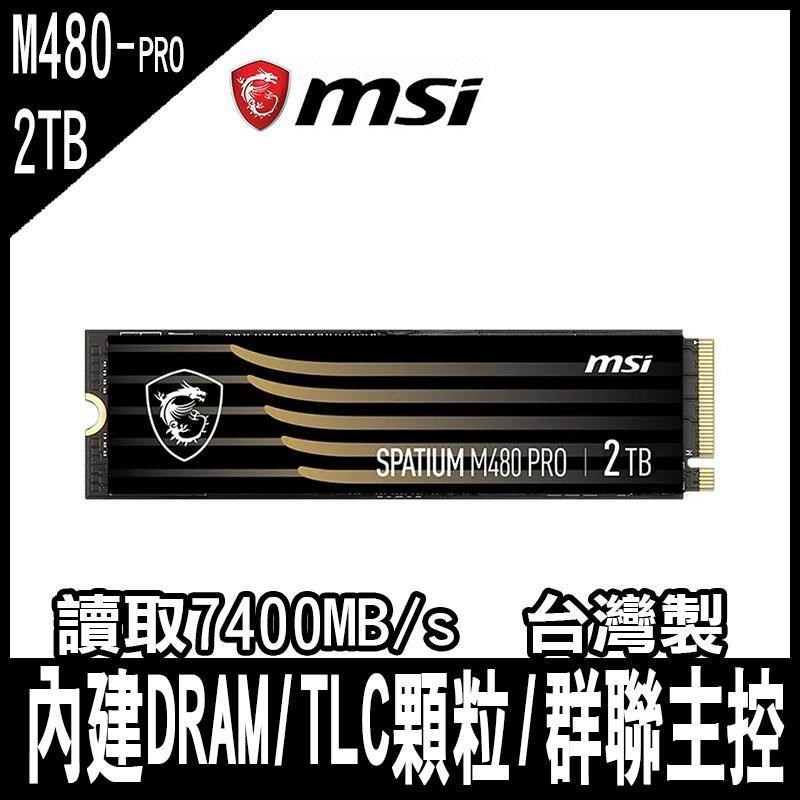 MSI微星 SPATIUM M480 PRO 2TB Gen4 PCIe SSD M.2 限時促銷