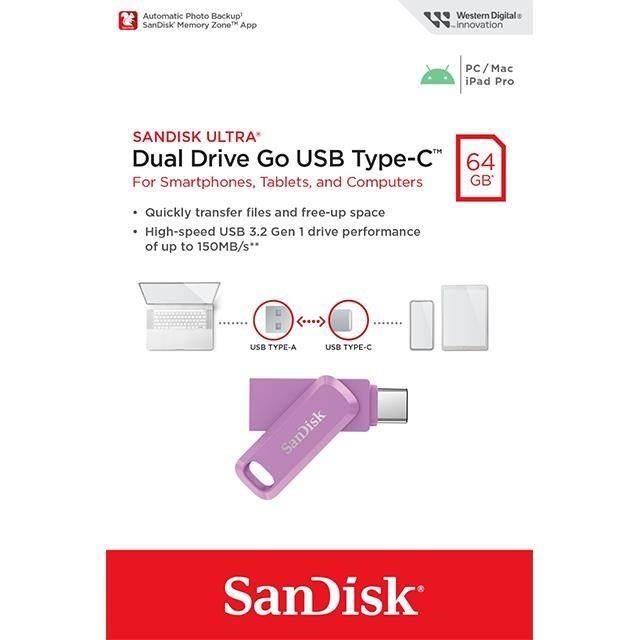 SanDisk 64GB Ultra GO TYPE-C SDDDC3 湛紫 USB 雙用隨身碟