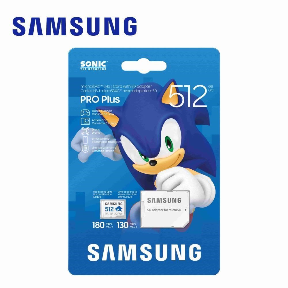 SAMSUNG 三星 PRO Plus microSDXC UHS-I(U3) 512GB音速小子記憶卡(MB-MD512SA/LC1)