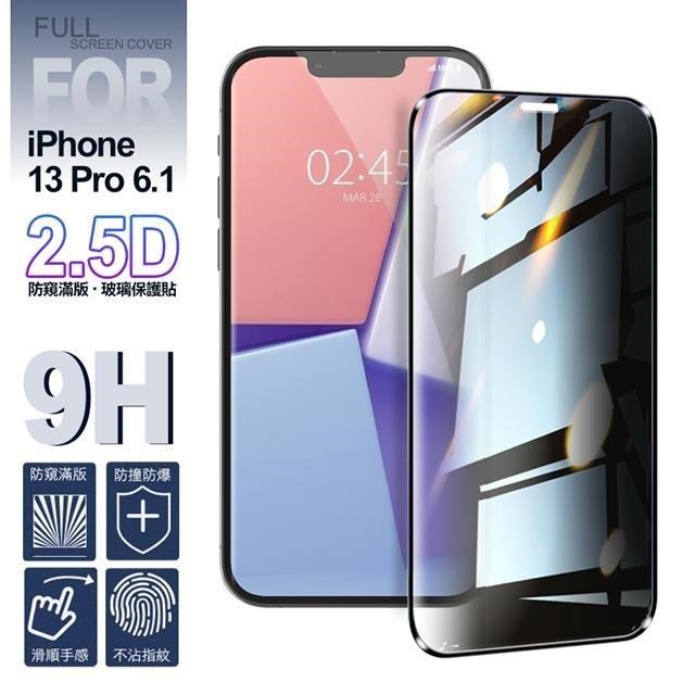 NISDA for iPhone 13 Pro 6.1吋 防窺滿版9H玻璃保護貼-黑