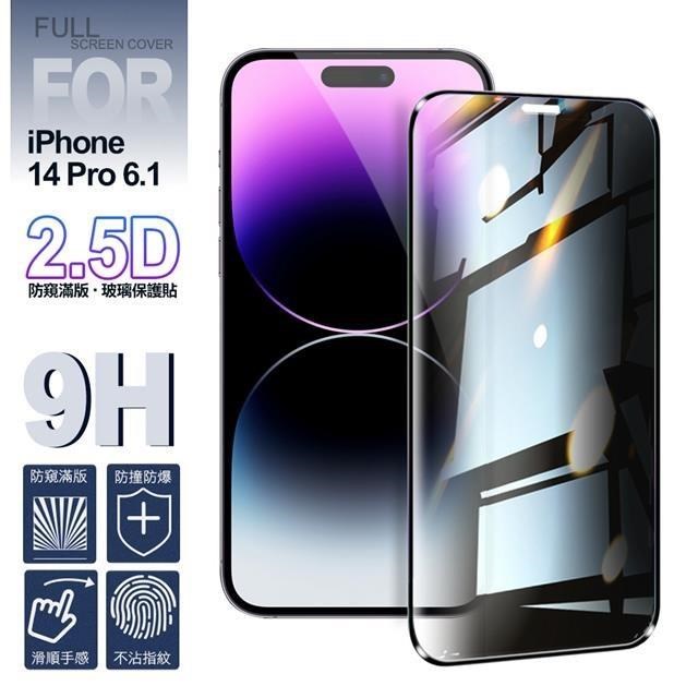 NISDA for iPhone 14 Pro 6.1吋 防窺滿版9H玻璃保護貼-黑