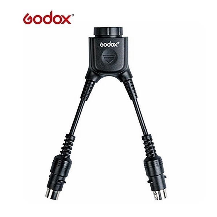 神牛Godox Y型外接電瓶充電線閃燈連接線DB-02電源線(1燈2電瓶插座)