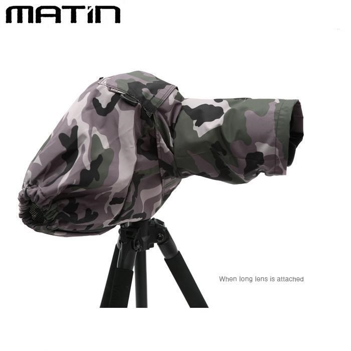 韓國馬田Matin單眼相機罩防水相機雨衣M-7101迷彩附背帶環;雙手操作防風防塵罩
