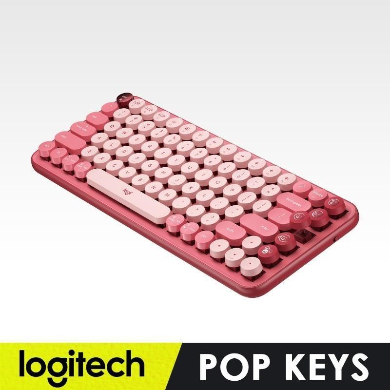【羅技】POP KEYS 無線機械式鍵盤 - 魅力桃 (復古打字機造型)