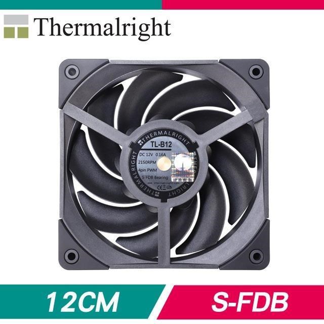 Thermalright 利民 TL-B12 12CM PWM S-FDB軸承 風壓型工業級風扇《黑》