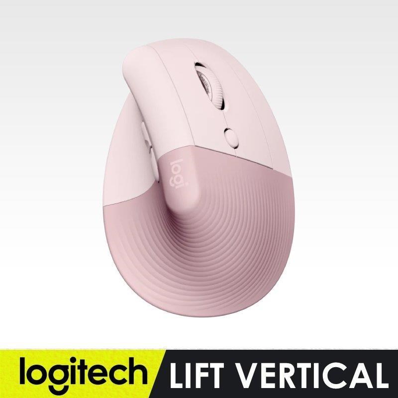 【羅技】LIFT人體工學垂直滑鼠-玫瑰粉