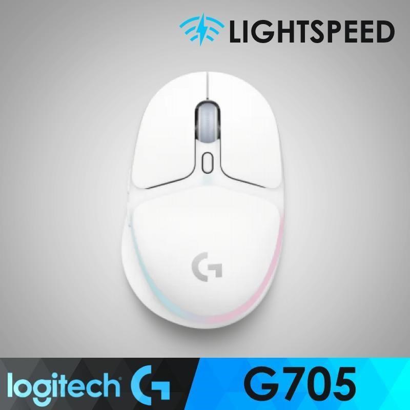【羅技 G】G705 美型炫光 多工電競 無線滑鼠 - 夢幻白