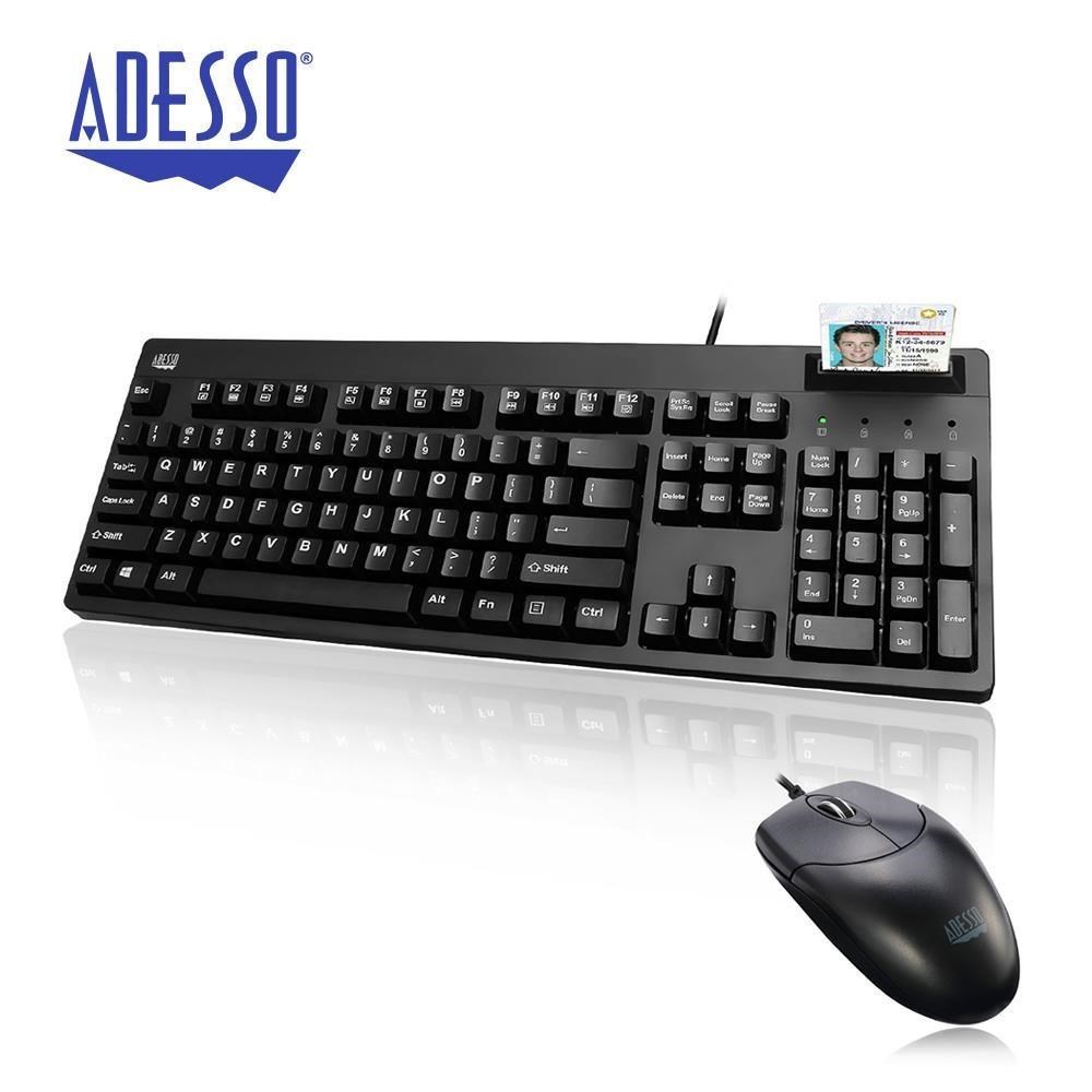 【ADESSO 艾迪索】IC讀卡機 有線鍵盤滑鼠組 台灣製 中文注音版 AKB-630SB+M6