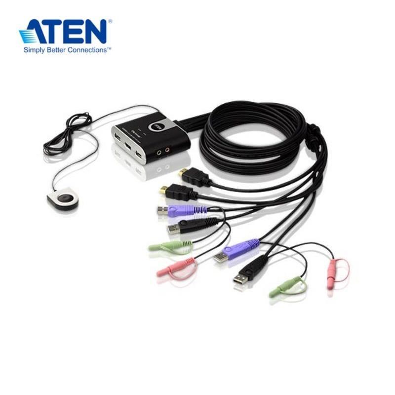 ATEN CS692 2埠USB HDMI/音訊 帶線式KVM多電腦切換器 (外接式切換按鍵)