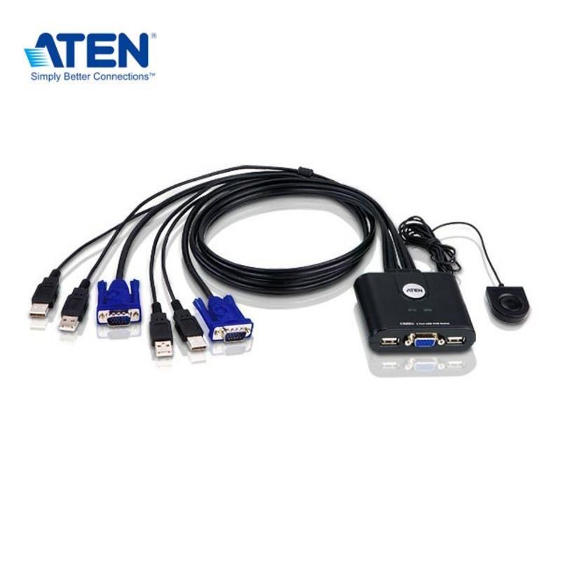 ATEN CS22U 2埠USB VGA帶線式KVM多電腦切換器(外接式切換按鍵)