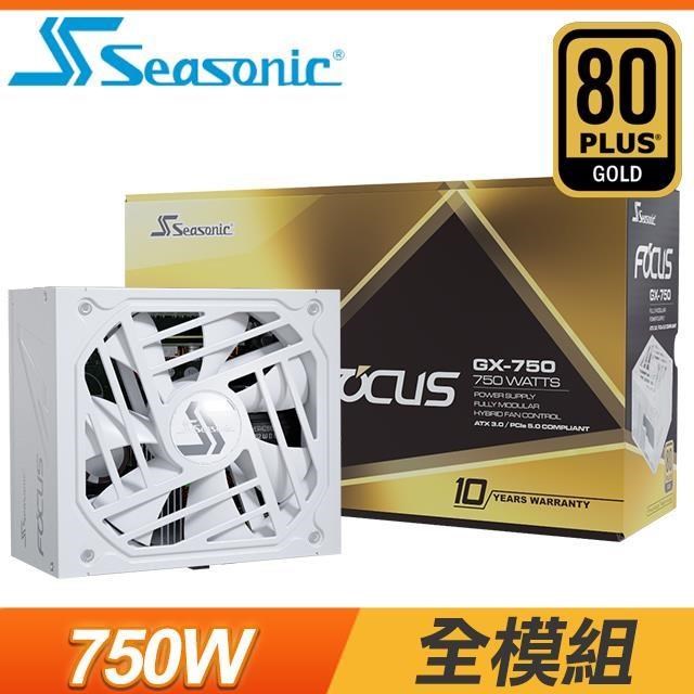 海韻 Focus GX-750 ATX3.0 全模組 PCIe 5.0電源供應器《白》(10年保)