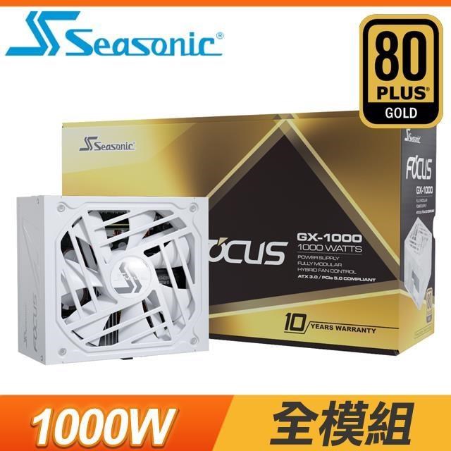 海韻 Focus GX-1000 1000W 金牌 全模組 電源供應器《白》(10年保)