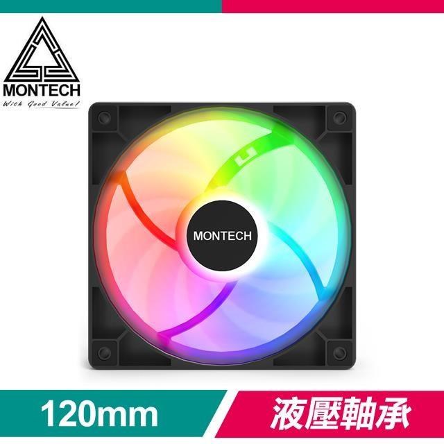 MONTECH 君主 GF120 ARGB PWM 1600轉 液壓軸承靜音風扇《黑》