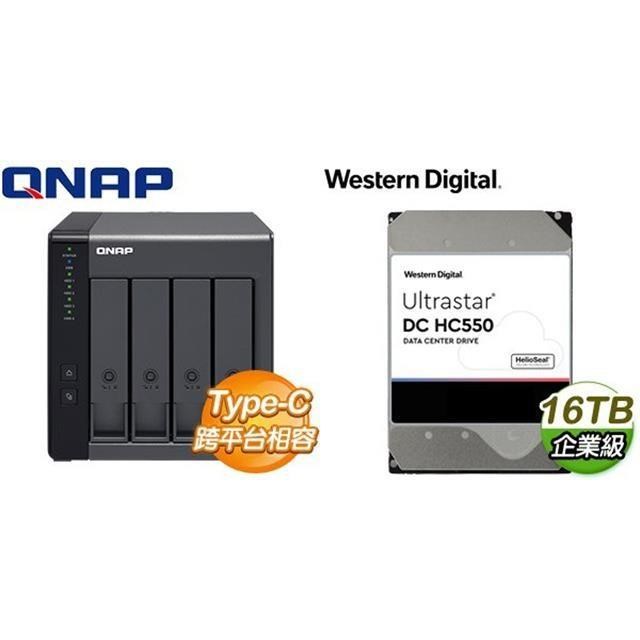 〈限時〉QNAP TR-004 NAS 磁碟陣列外接盒+WD Ultrastar HC550 16TB 7200/512M硬碟(X2)