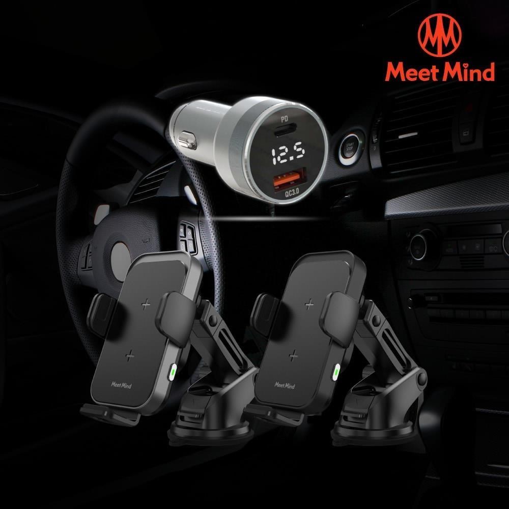Meet Mind iCar雙線圈感應15W Qi認證無線充電車架+PD/QC 54W車用快充