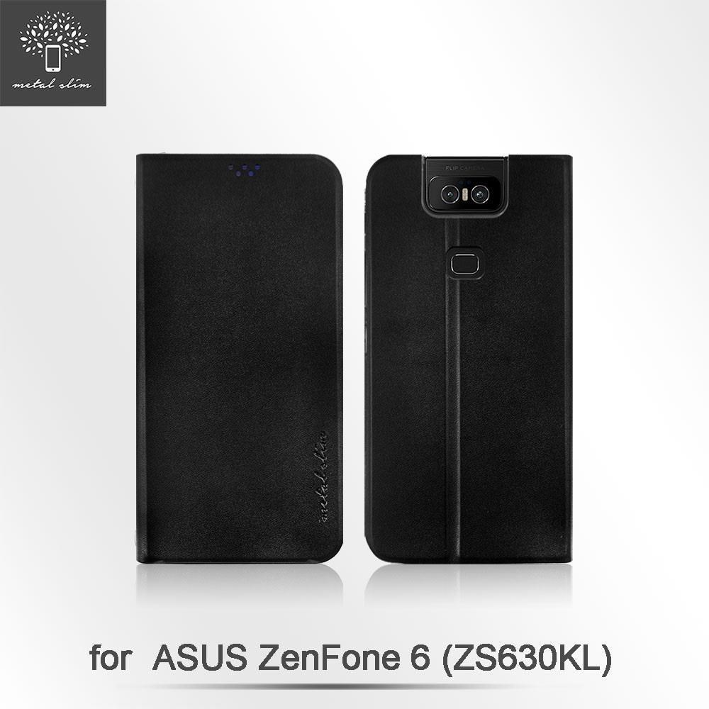 【Metal-Slim】ASUS ZenFone 6(ZS630KL) 經典皮質皮套-黑色