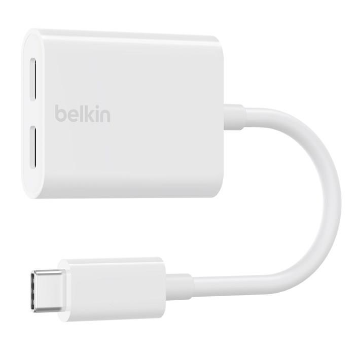Belkin 貝爾金 USB-C 音訊+充電轉接器 白色 F7U081btWH