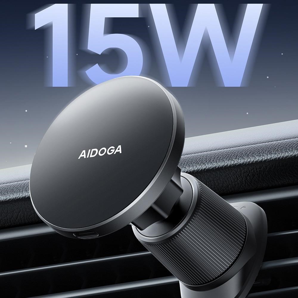 AIDOGA 艾迪伽 出風口車用手機支架 15W快充 Qi磁吸無線充電 MagSmart系列 1M