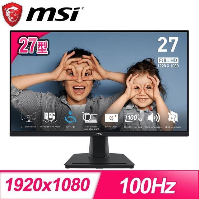MSI 微星 【南紡購物中心】 PRO MP275 27型 IPS 100Hz 護眼螢幕
