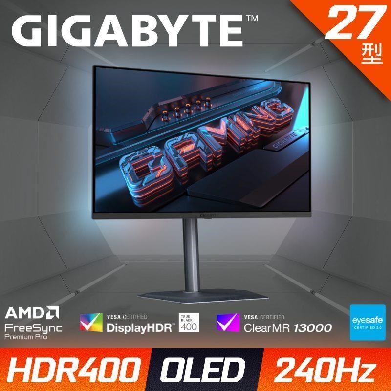 技嘉 MO27Q2 HDR True Black 400 電競螢幕(27型/2K/240Hz/0.03ms/QD-OLED/KVM)