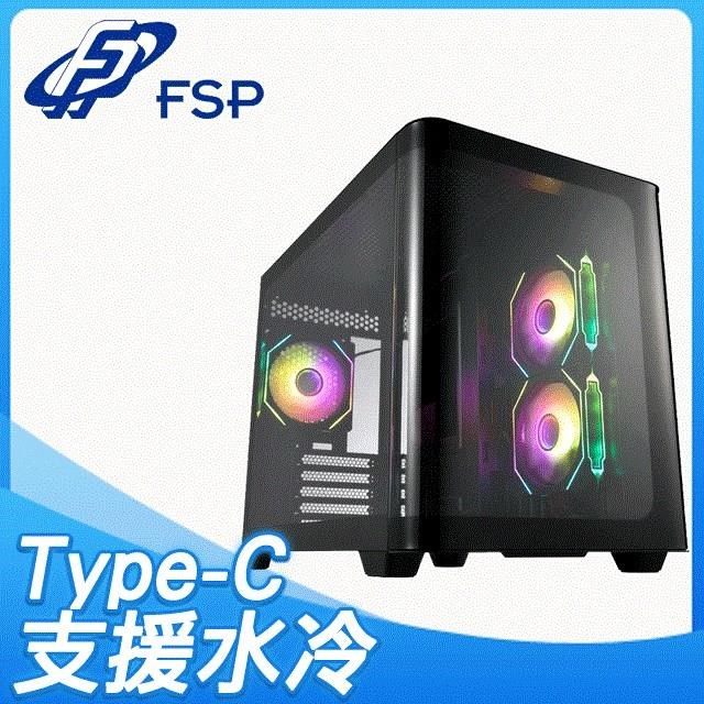 FSP 全漢【S380-BA】全景玻璃透側M-ATX機殼《黑》(卡44.5/U高16)