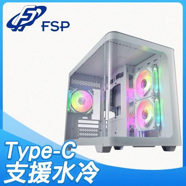 FSP 全漢【S380-WA】全景玻璃透側M-ATX機殼《白》(卡44.5/U高16)