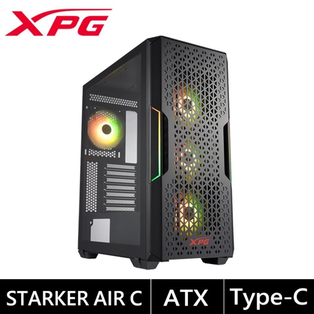 ADATA 威剛 XPG STARKER AIR C ARGB風扇x4/TYPE-C 電腦機殼 黑色