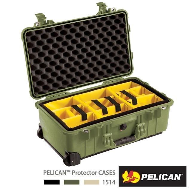PELICAN 1514 氣密箱 登機箱 含隔層組-綠色
