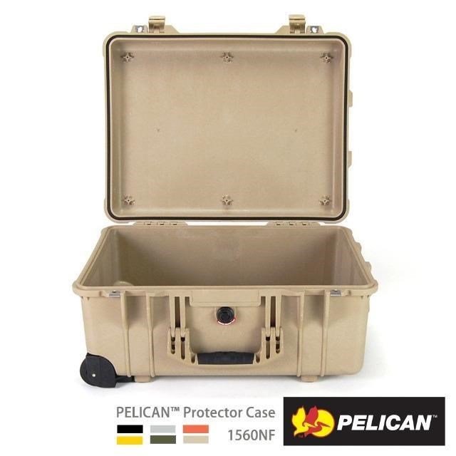 PELICAN 1560NF 輪座拉桿氣密箱-空箱(沙漠黃)