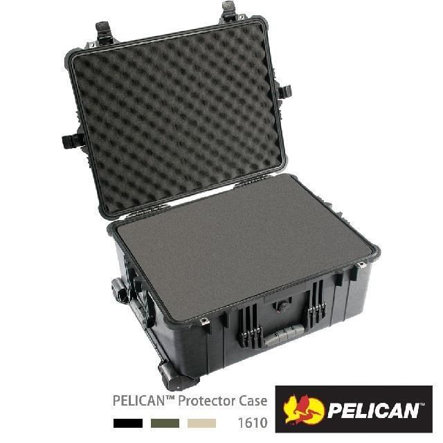 PELICAN 1610 輪座拉桿氣密箱-含泡棉(黑)