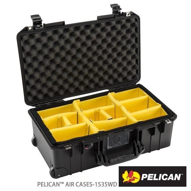 PELICAN 1535WD Air 輪座拉桿超輕氣密箱-含隔板(黑)
