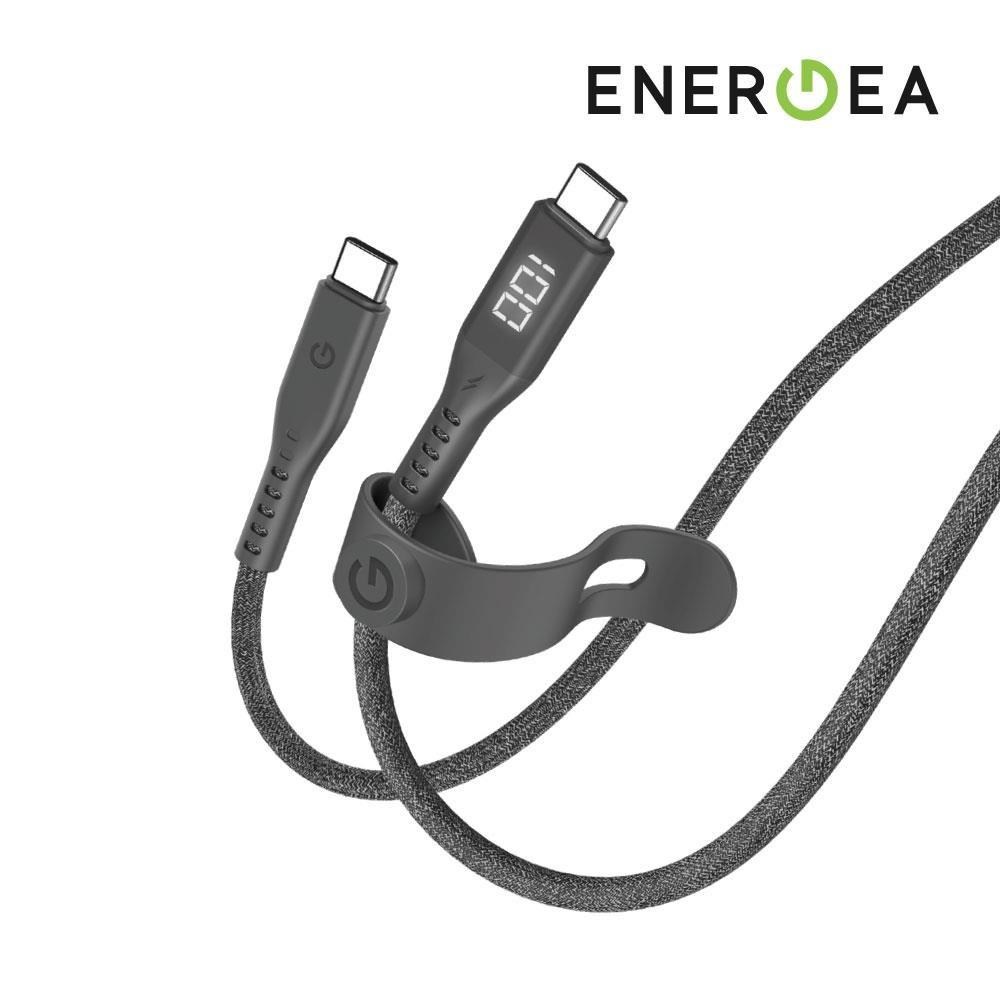 ENERGEA Flow 數位顯示快充傳輸線 USB-C to USB-C 1.5m 黑色