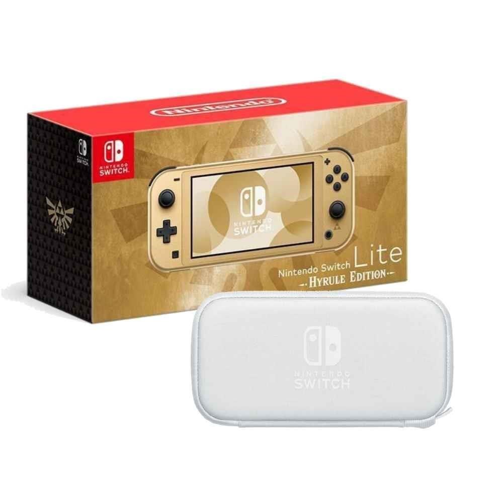 任天堂 NS Switch Lite 海拉魯特仕版主機 + 原廠白色防撞包 Lite 組合 臺灣公司貨