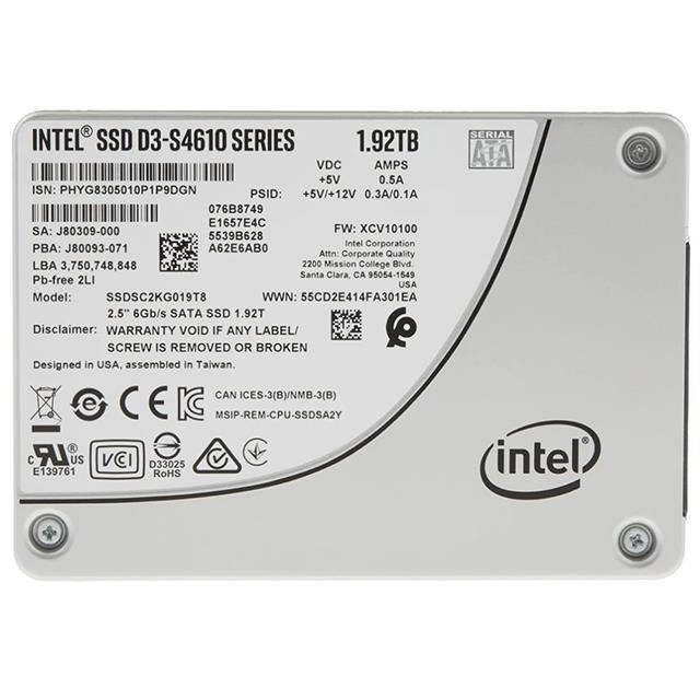Intel D3-S4610 1.92TB 2.5" SSD SATA TLC SSDSC2KG019T801 固態硬碟