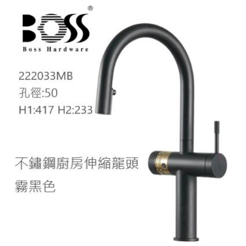 Boss 222033MG 槍灰色 222033MB 霧黑 不銹鋼廚房四合一伸縮/RO龍頭