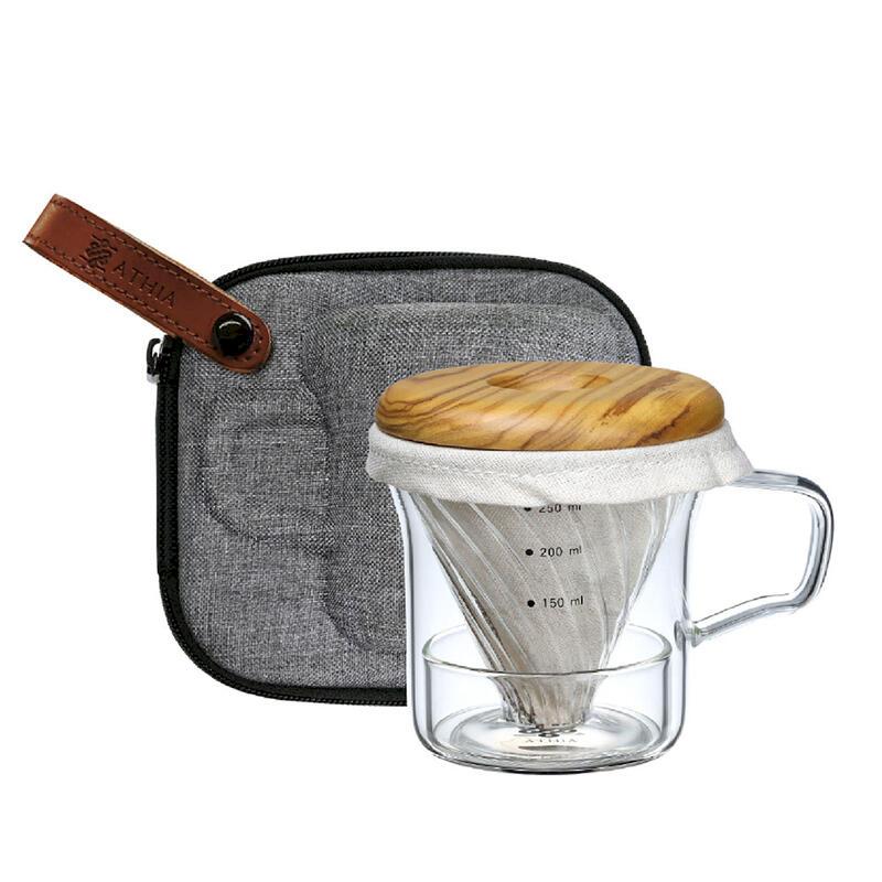 【ATHIA】亞典那手沖咖啡旅行套組 馬克杯+防撞冷壓包