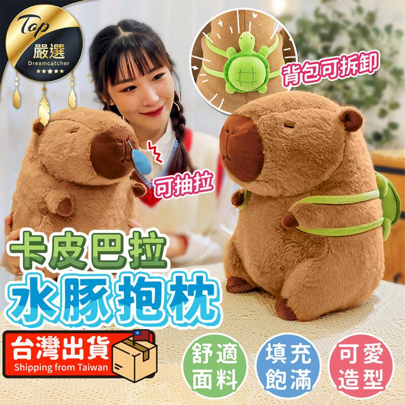 【鼻涕水豚35cm】水豚君抱枕 卡皮巴拉 睡覺抱枕 娃娃 造型抱枕 生日禮物 HNBE41