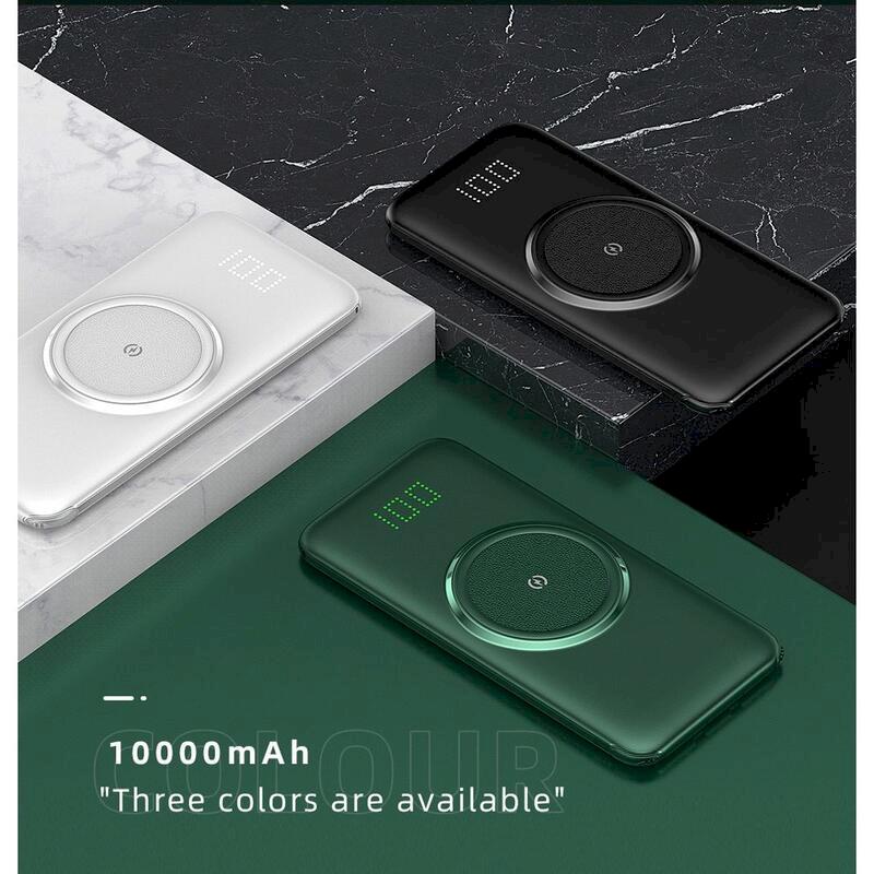 ONAIR超輕薄自帶線無線充電液晶行動電源10000mAh