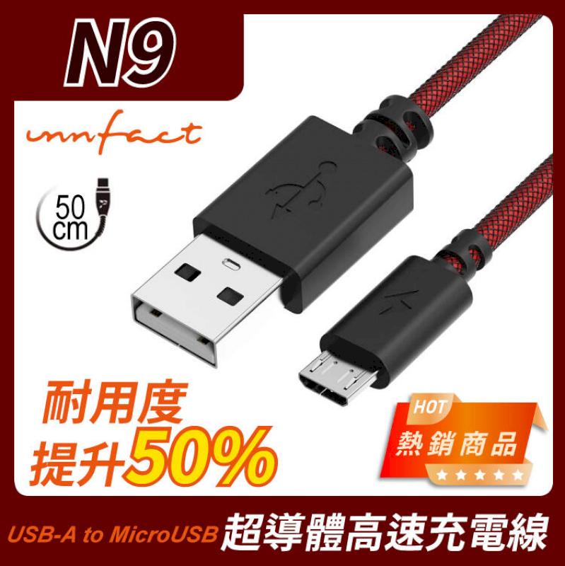 【innfact】橘色閃電 提升40%的速率 N9 USB-A to MicroUSB 極速 充電線 50cm