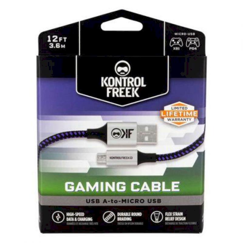 KontrolFreek USB A-to-Micro Gaming Cable 3.65m編織傳輸線 PS4 X1適用【AS0212】