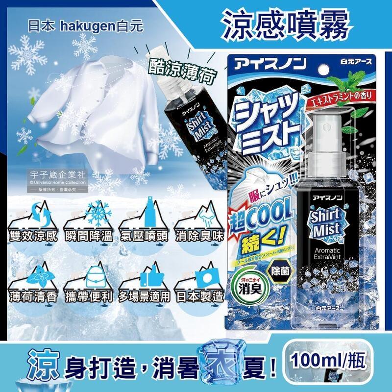 日本hakugen白元-夏日降溫衣物除臭涼感噴霧-酷涼薄荷100ml/黑瓶