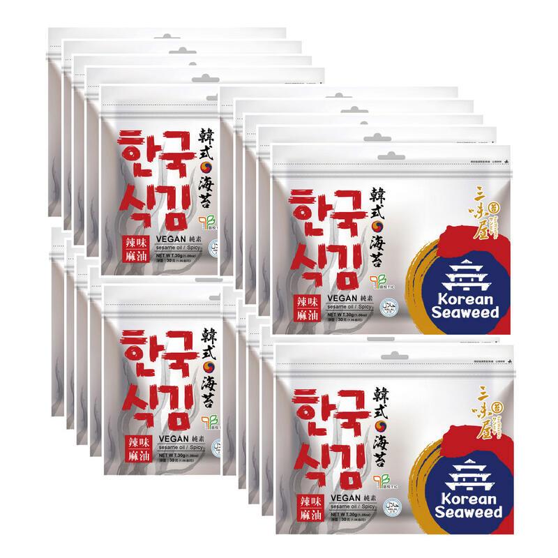 【三味屋】 韓式 麻油 海苔 辣味 (雙潔淨標章)30gx20包/組