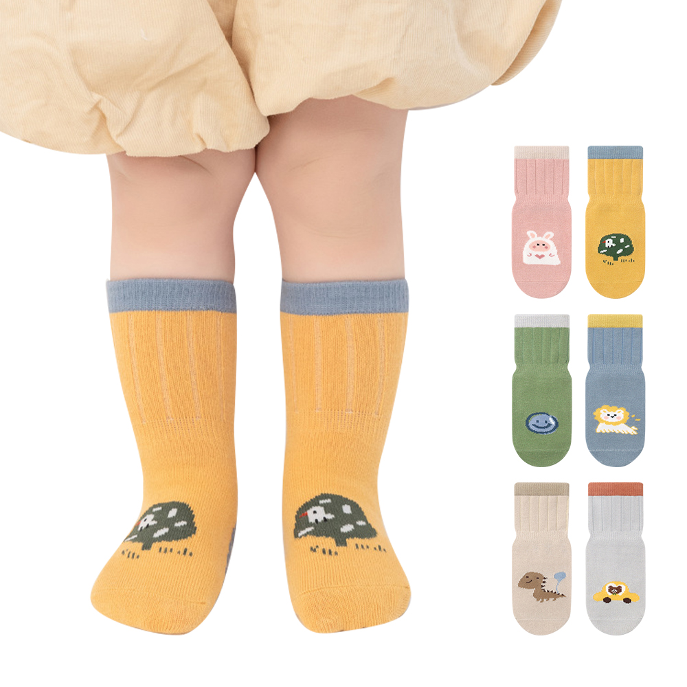 【Mesenfants】(3雙入)童襪 嬰兒襪 滿版點膠止滑襪 可愛寶寶防掉襪