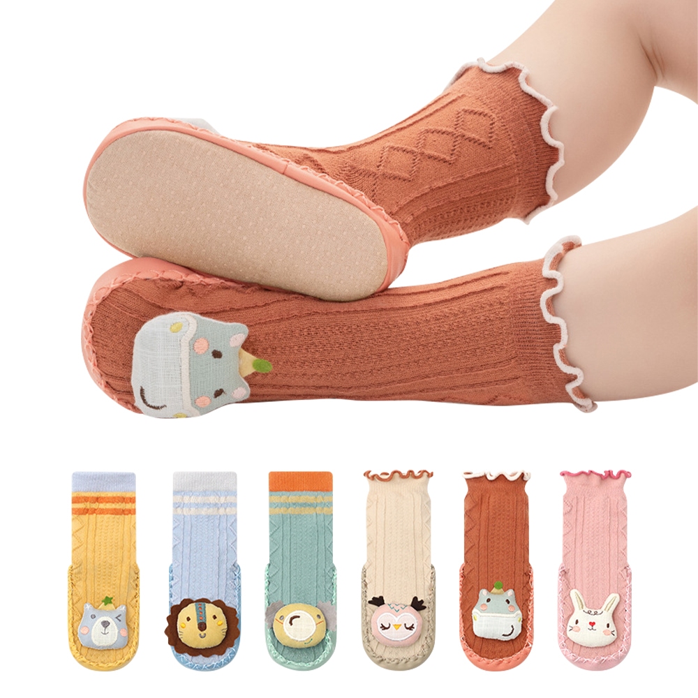【Mesenfants】(2雙入)學步鞋 童襪 捲邊點膠止滑寶寶襪 兒童襪 兒童襪子 嬰兒襪子 地板襪