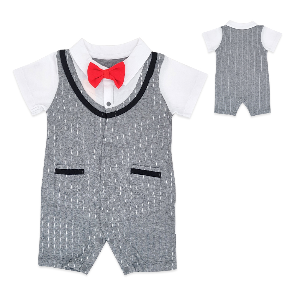 【Mesenfants】短袖連身衣 造型包屁衣 嬰兒服 童裝 灰色款