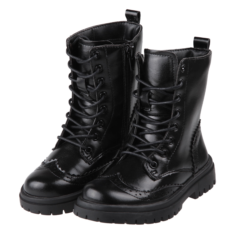 《布布童鞋》CONNIFE耀亮黑高筒兒童馬丁鞋靴子(17.5~23公分) [ Q3V601D