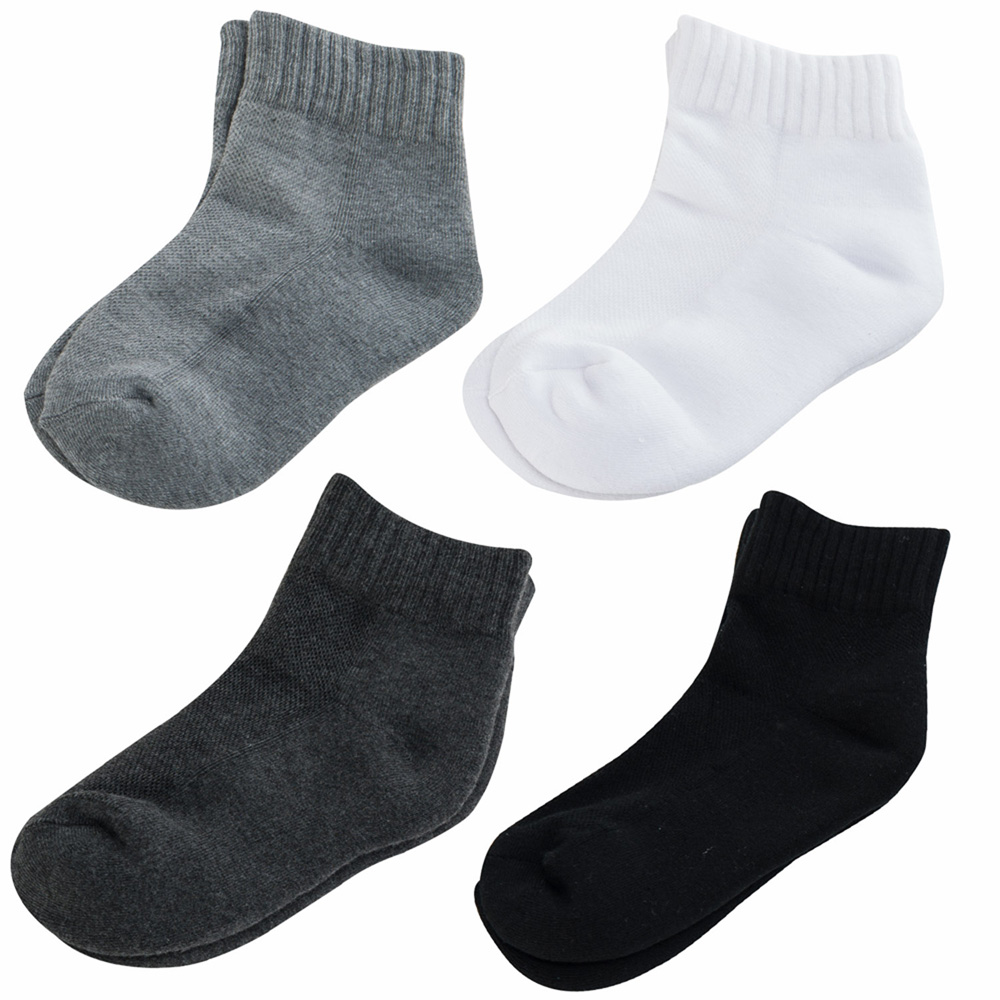 【KEROPPA】7~12歲學童專用毛巾底氣墊短襪x4雙共4色C93003