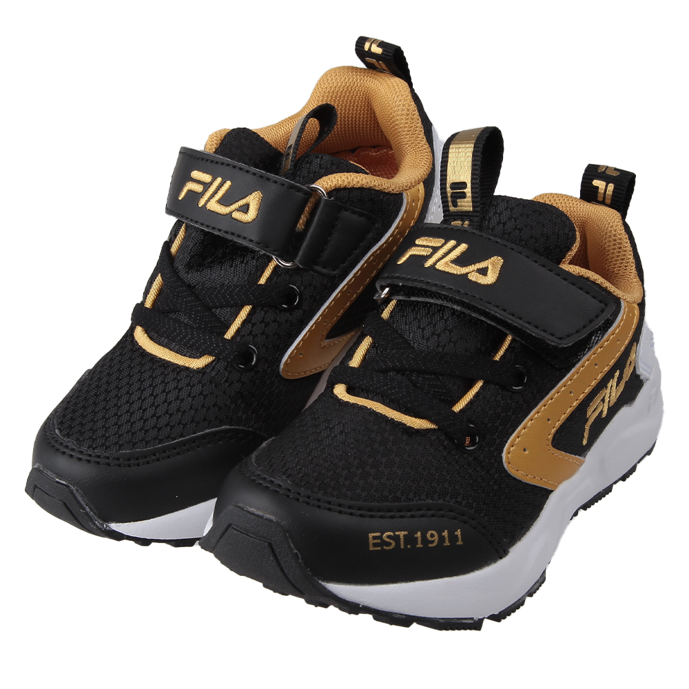 《布布童鞋》FILA康特杯黑金色兒童輕量機能運動鞋(16~24公分) [ P3R099D